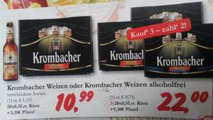 [regional/Dornseifer] Drei Kisten Krombacher Weizen oder Weizen alkoholfrei für 22€