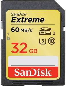 SanDisk SDHC Extreme 32GB, UHS Speed Class 3, UHS-I, 60MB/Sec inkl.Vsk für 16,99 € > [zoombits.de]
