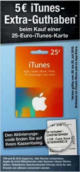 [Kaufland] 25€ iTunes Karte + 5€ Extra-Guthaben