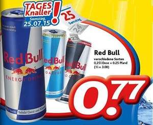 [Dursty] Red Bull 0,25l Dose für 77 Cent am Samstag, 25.07.