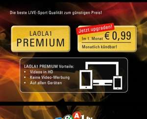 Laola1.tv Premium Mitgliedschaft für 0,99€ im ersten Monat für Neu- und Bestandskunden