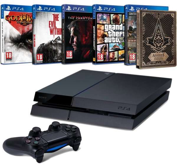 [Amazon.fr] PS4 500GB + God of War 3 + AC: Syndicate + Metal Gear Solid V + GTA V + The Evil Within für 370,44€ @Cyber Monday