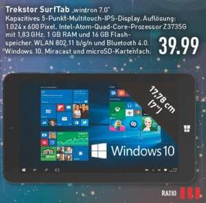 [lokal RATIO Ratingen] Trekstor SurfTab® wintron 7.0 16 GB WiFi Win 10 schwarz 39,99€