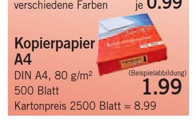 [v-markt] 500 Blatt Druckerpapier  80 g / m² für je 1,99€ Paket oder 5 Pakete im Karton für 8,99€ (Paketpreis dann 1,79€) 