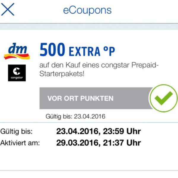 [DM e-Coupon]  Congstar Prepaid Karte 10€ Startguthaben für 3,45€ (500 Extra Paybackpunkte / PSN tauglich)