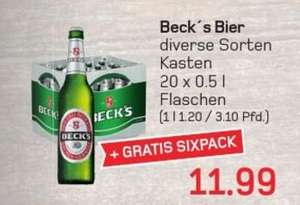 [Lokal Wuppertal/Akzenta] 1 Kiste Becks (0,5L) + 6-Pack für 11,99 €