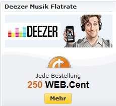 [WEBCENT] 250 Webcent (2,50€) für kostenlosen 1-monatigen Deezer Test (Web Club Mitglieder 500WC!)