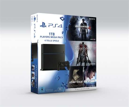 PS4 1TB für 259€ [Amazon] oder PS4 1TB + Uncharted 4 + Bloodborne + Heavy Rain / Beyond Two Souls (als Disc-Versionen) für 279,99€ [Gamestop]