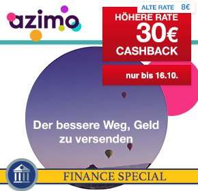 (Shoop) Azimo: 30€ Caschback auf die Registrierung als Neukunde und die erste Überweisung von 50€