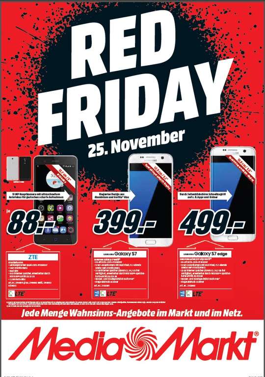 RED Friday - Mediamarkt Deutschlandweit (Galaxy S7 Weiß / Galaxy S7 Edge Weiß) @BF2016