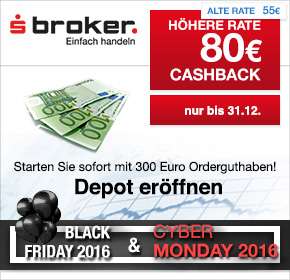 80€ Cashback + 300€ Orderguthaben für die Eröffnung eines Online-Depots bei Sparkassen Broker via Shoop