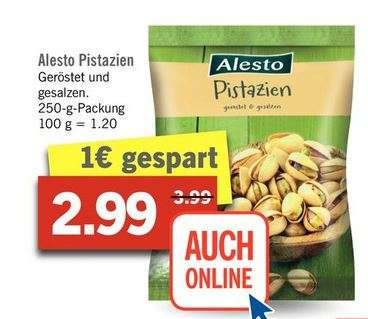 [Lidl ab 12.12.] Alesto Pistazien für nur 2,99 Euro im 250g-Beutel (-25%)