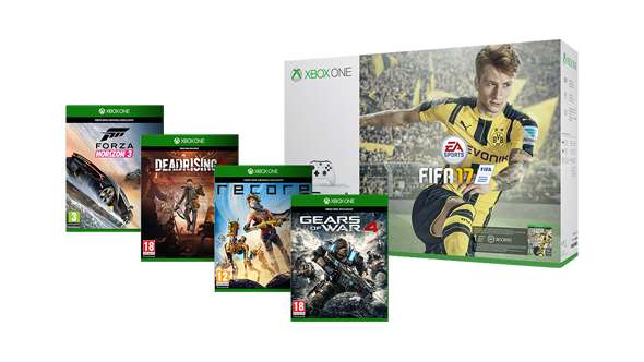 Xbox One S 500GB + Fifa 17 + Gears of War 4 + Forza Horizon 3 + Dead Rising 4 + Recore + 1 Monat EA Access für 299€ [Microsoft Store]