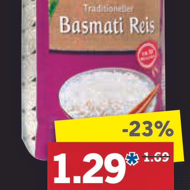 Basmati Reis 1000g - Packung für nur 1,29€ bei [Lidl]