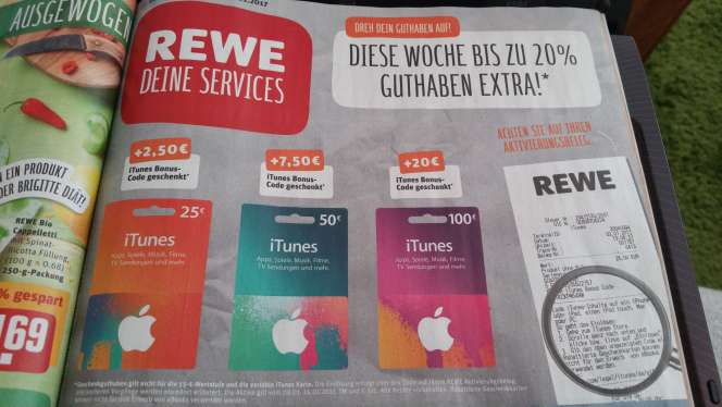 iTunes Guthaben 120,-€ für 100,-€ (20% mehr Guthaben)