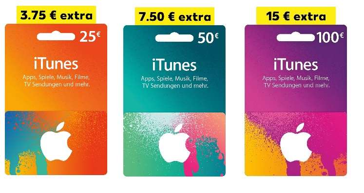 [Kaufland - bundesweit] Vom 23.02.2017 bis 01.03.2017 iTunes Karten mit bis zu 15€ Extra Guthaben
