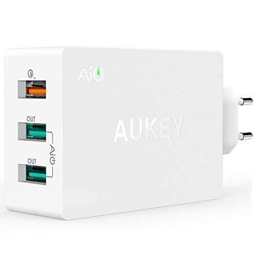 [AMAZON Prime] Aukey Quick Charge 2.0 USB Ladegerät mit 3 Anschlüssen + 1M USB Ladekabel
