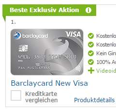 Barclaycard New Visa mit 50 € Startguthaben