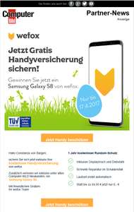 Gratis Handyversicherung + Samsung S8 gewinnen - nur bis 17.04.