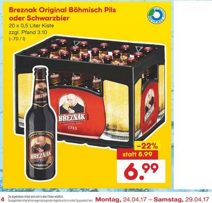 [Netto ohne Hund] Bier: Breznak Böhmisches Pils 20x0,5l für 6,99€