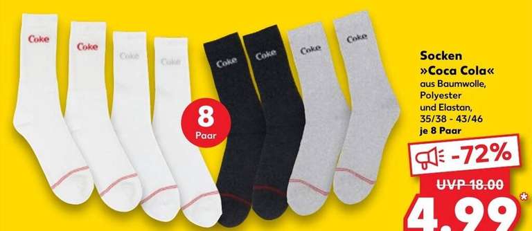[Kaufland] Socken „Coca Cola“ je 8 Paar nur 4,99€ (Stückpreis 0,62€)