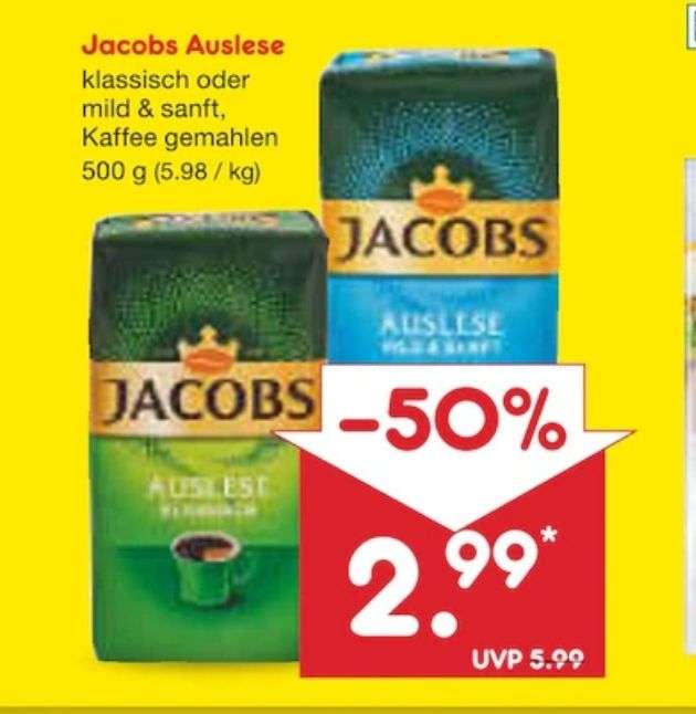 [Netto Marken Discount]Jacobs Auslese verschiedene Sorten 500 gramm ! 2.99 €