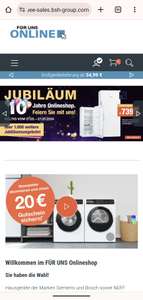 Für Uns Online Shop, Bosch, Siemens Jubiläum 10 Jahre Onlineshop z.Bsp WGB244010
