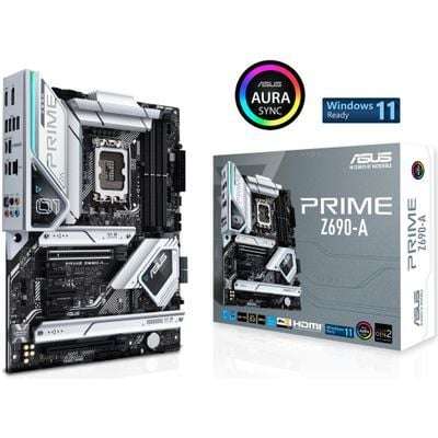 ASUS PRIME Z690-A Mainboard Intel 1700 DDR5, PCIe 5.0 x16, Front USB 3.2 Gen 2 Typ-C, ARGB und Aura Sync RGB-Beleuchtung