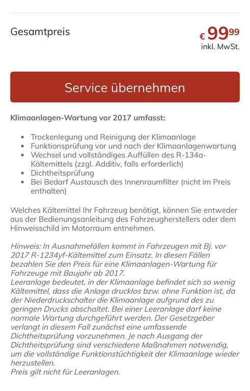 [ATU] Klimaservice incl Desinfektion 99€ bei Fahrzeugen mit Baujahr vor 2017 und 149€ ab BJ 2017