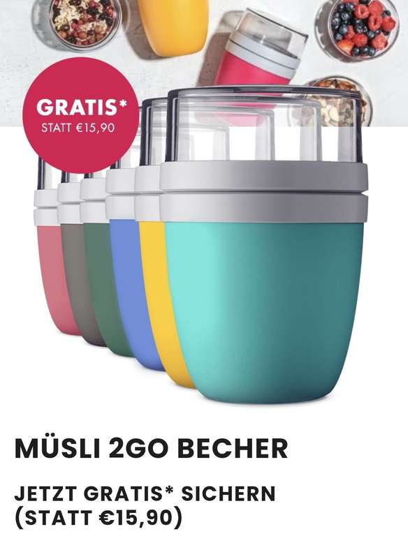 MyMuesli: Müsli 2GO Becher gratis (ab 15€ MBW) - nur MyMuesli