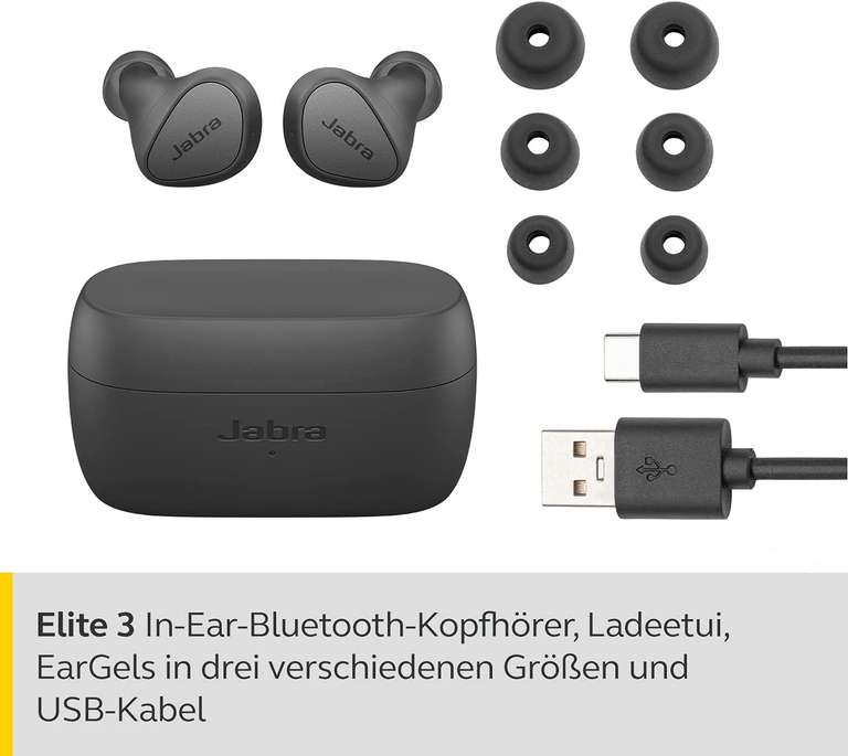 Jabra Elite 3 für 42€ (35€ im Store in würzburg) und Elite 3 active für 49€ (True-Wireless, ANC, HearThrough-Funktion, IP55)