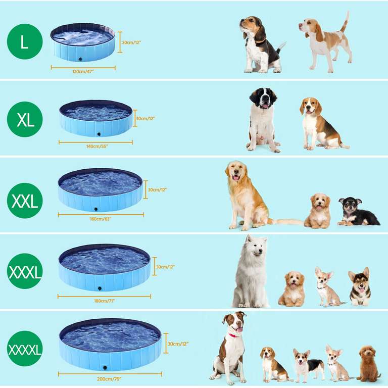 Hundepool für Hunde, Swimmingpool 160 x 30 cm, Hund Planschbecken faltbar, PRIME