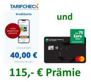 [Consors Finanz + Tarifcheck] 115€ Prämie für gratis Mastercard, 100% Lastschrift, weltweit gebührenfrei zahlen, Apple+Google Pay; Neukunden