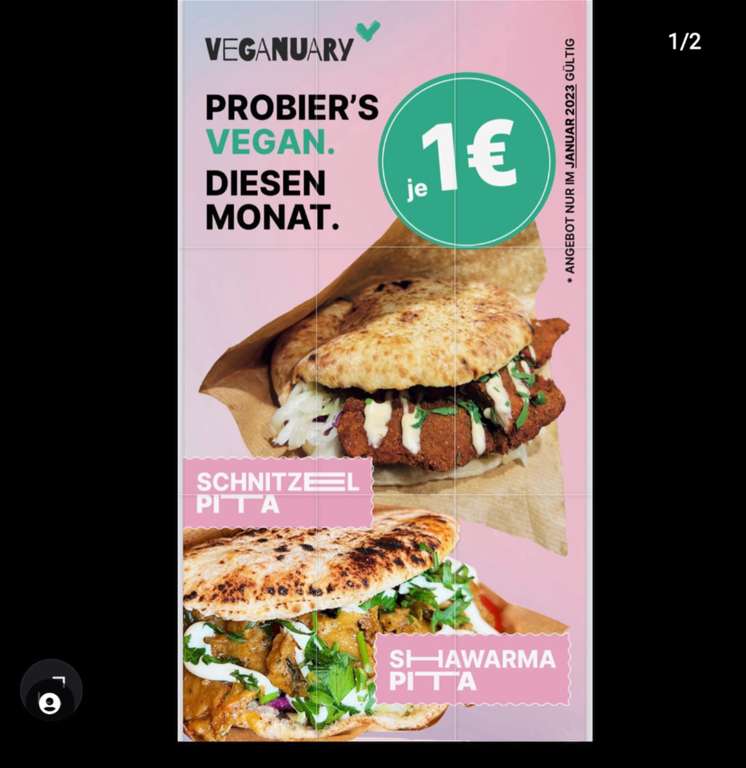 Pita für 1€ bei drei Restaurants in Frankfurt (Veganuary)