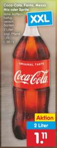 [NETTO] Coca Cola / Fanta / Mezzo-Mix / Sprite (2 L Flasche, zzgl. 0,25 € Pfand)