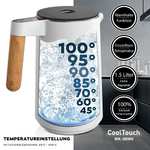 BALTER Edelstahl Wasserkocher mit Temperatureinstellung, 45°C-100°C, Warmhaltefunktion, 1.5L, 2200W, Weiß