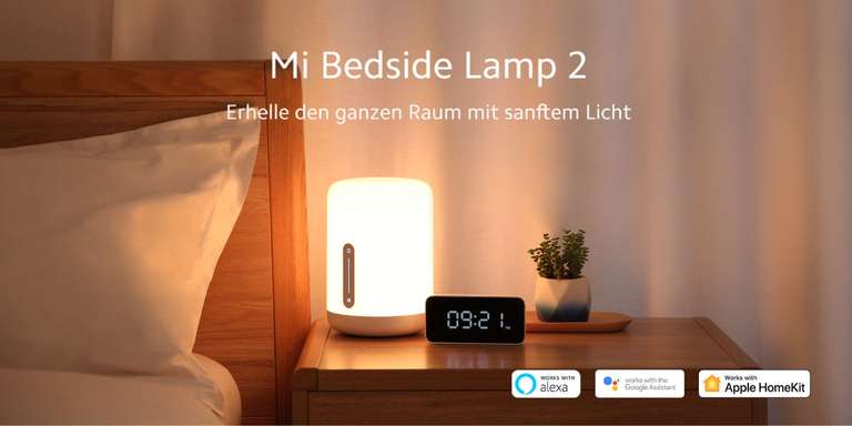 Xiaomi Mi Bedside Lamp 2 (9W, RGBW, 1700-6500K, Ra80, 400lm, dimmbar, HomeKit, Alexa, Google Assistant)