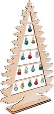 Deko Weihnachtsbaum aus Holz mit Weihnachtskugeln (45cm hoch, 15 Kugeln) [Otto Up]