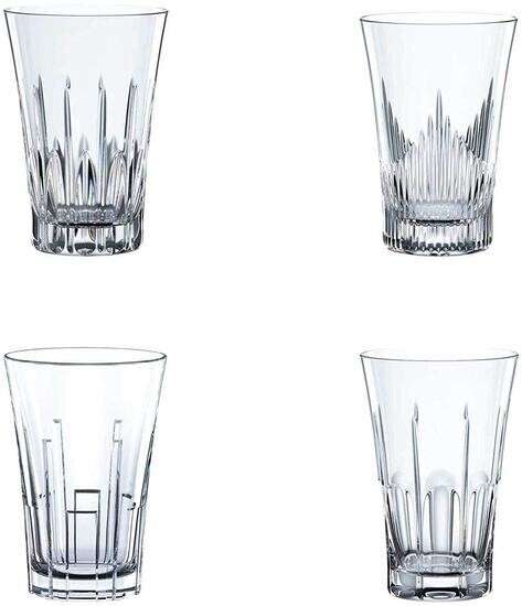 Nachtmann Classix Trinkgläser 4er-Set | 4 unterschiedlich geschliffene Gläser | Kristallglas | 344 ml je Glas | 12,9cm Höhe