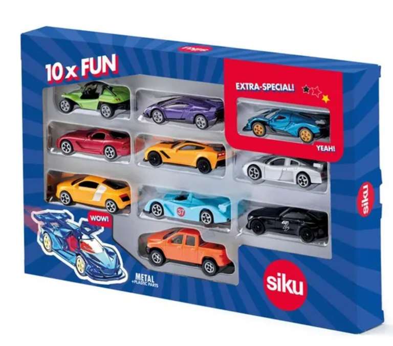 SIKU 10er Sportwagen-Set/Spielzeugauto-Set, Maßstab 1:64 für 19,99€ [Müller Abholung/Versand+3,95€]