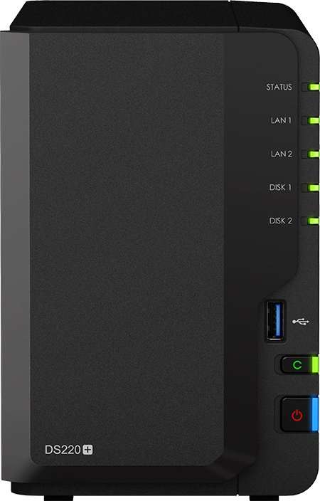 Synology Diskstation DS220+ | 2-Bay NAS System (2x GbE, Celeron J4025, 2GB RAM, auf 10GB erweiterbar, 2x USB 3.0)