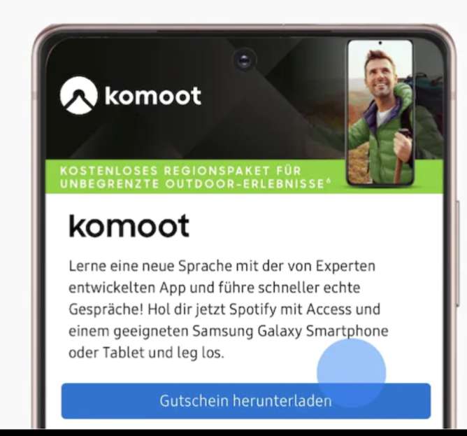 Gratis statt 8,99 Euro: Samsung verschenkt Komoot-Regionspaket (nur bestimmte Samsung Geräte, limitiertes Tageskontigent, läuft bis 31.12. )