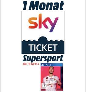 Sky Ticket Supersport 1 Monat für 9€ inkl. Fifa20 für ps4, Bundesliga, Premier League, Formel 1 ect. (Stationär Media Markt Ravensburg)