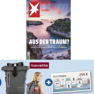 Travelite " Basics Rollup Backpack", grau, 48 cm (i.W.v. 26,91 €) + 250 € BestChoice-Gutschein + Stern Abo (12 Monate) für 325 €