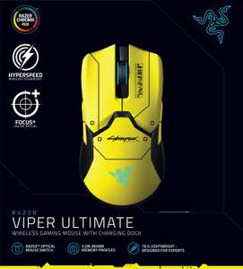 Razer Viper Ultimate Cyberpunk 2077 Edition Gaming Maus mit Ladestation | 7 Tasten | PixArt PMW 3399 | max. 20.000 DPI | kabellos oder USB