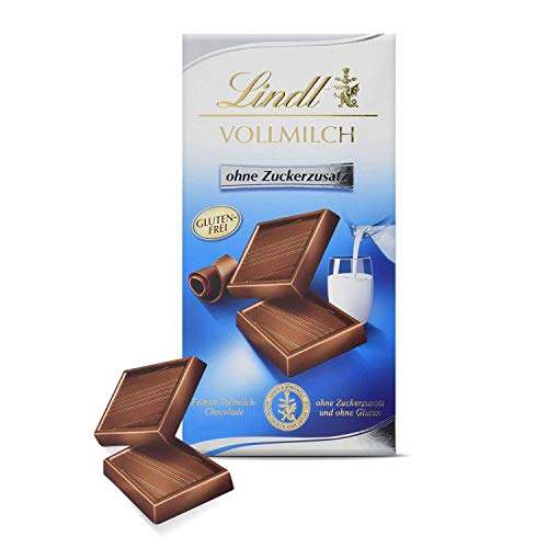 Lindt 100 g Vollmilch-Schokolade oder Zartbitter > ohne Zuckerzusatz < [Amazon Sparabo]
