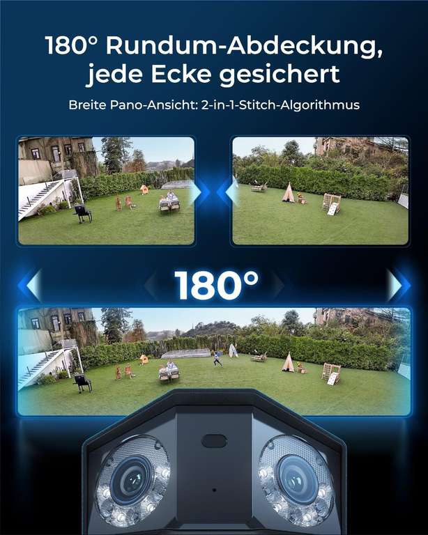 Reolink Duo 3 PoE; 16MP UHD Dual-Lens PoE Sicherheitskamera mit 180° Panoramablick, intelligente Erkennung, 2-Wege Audio