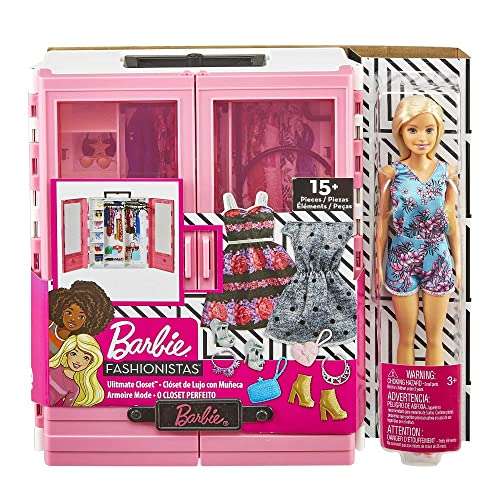 Barbie Fashionistas Kleiderschrank mit Puppe, Barbie Möbel, Barbie Zubehör