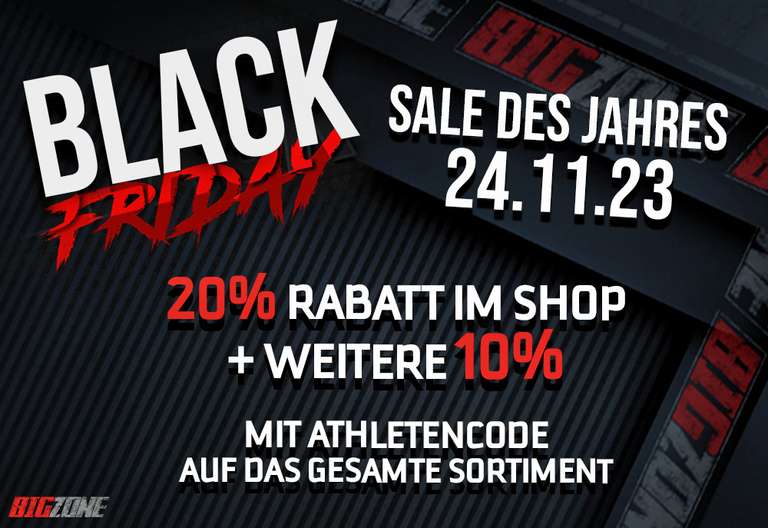 Big Zone Black Firday Sale (20% + 10% auf alles) - z.B Battle Whey für 22,25€