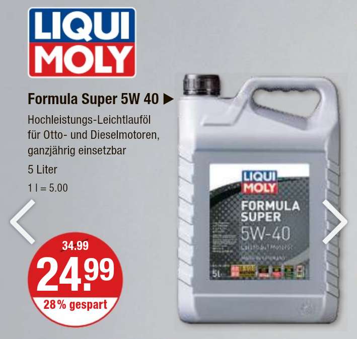 5L LIQUI MOLY 5W-40 Formula Super Motoröl zum Bestpreis bei V-Markt